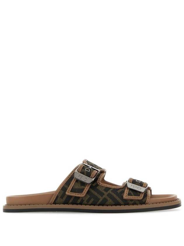 Fendi Men's Peel Jacquard Fabric Sandals Brown