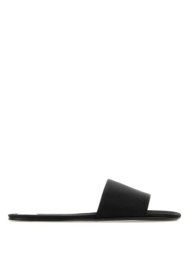 Saint Laurent Carlyle Satin Flat Slippers Black