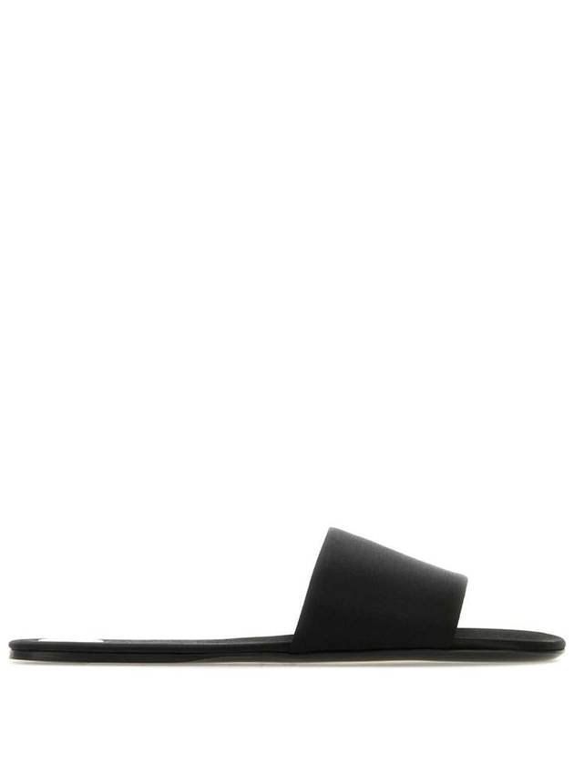 Saint Laurent Carlyle Satin Flat Slippers Black