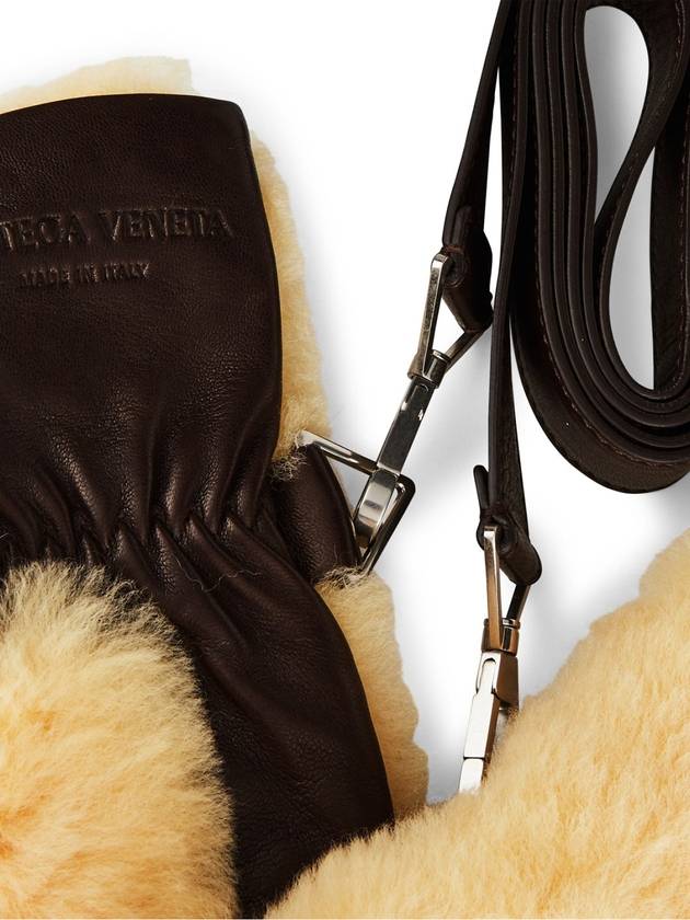Bottega Veneta Teddy Shearling And Leather Logo Gloves
