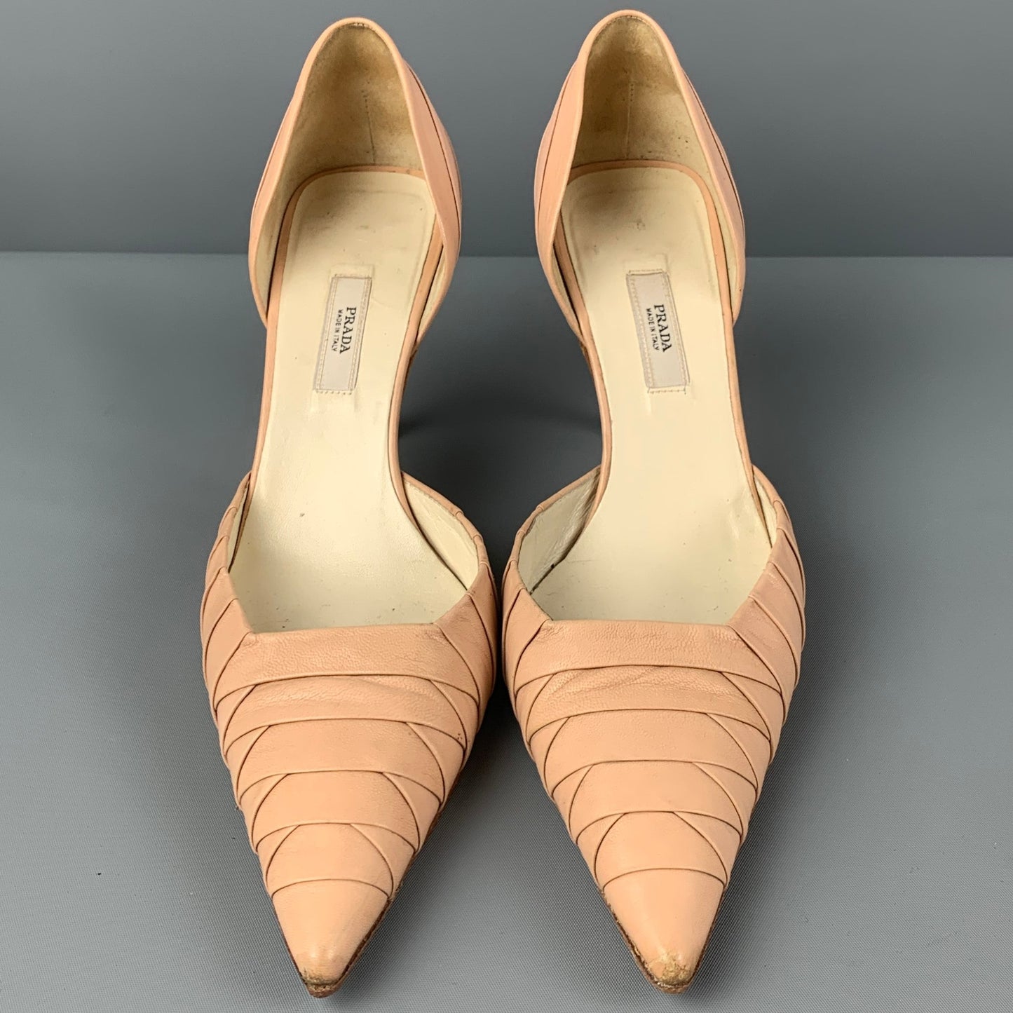 PRADA Size 6 Nude Leather D'Orsay Pumps