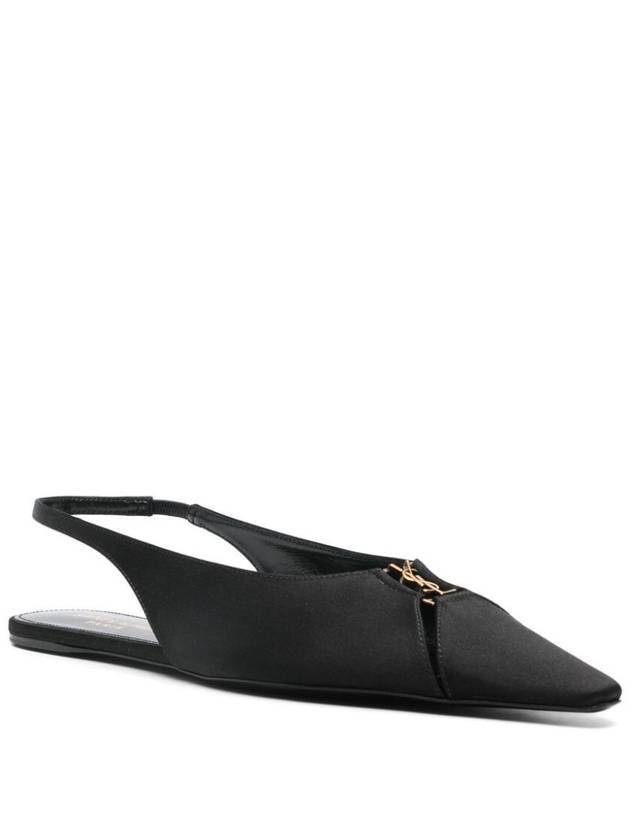 Saint Laurent Babylon Satin Slingback Flat Black