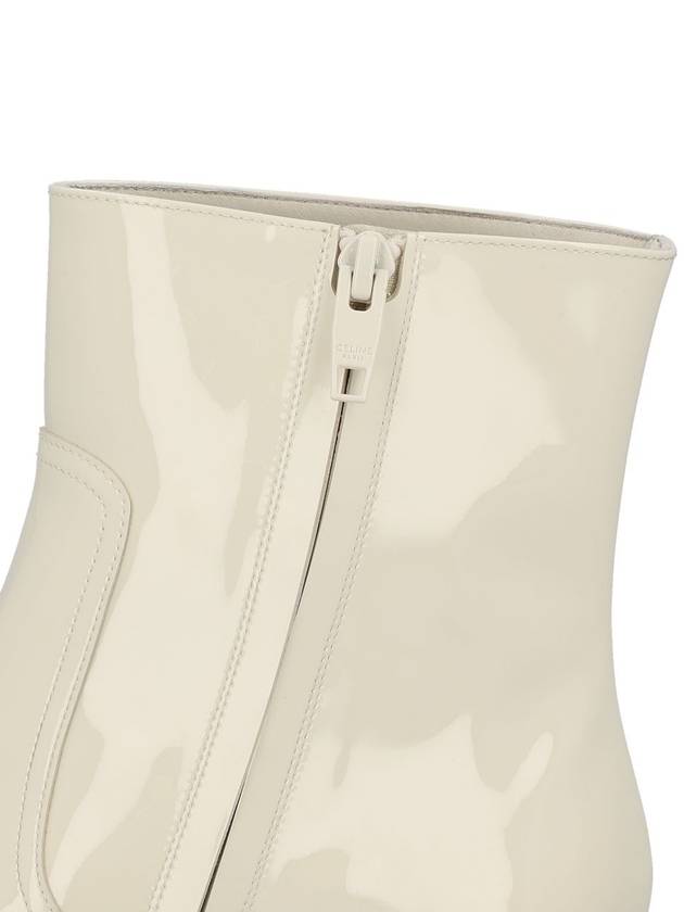 CELINE Les Triomphe Zip Calfskin Middle Boots White