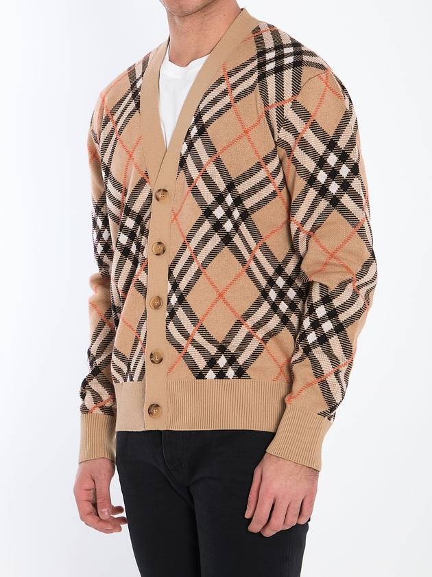 Burberry Check Wool Mohair Blend Cardigan Sand