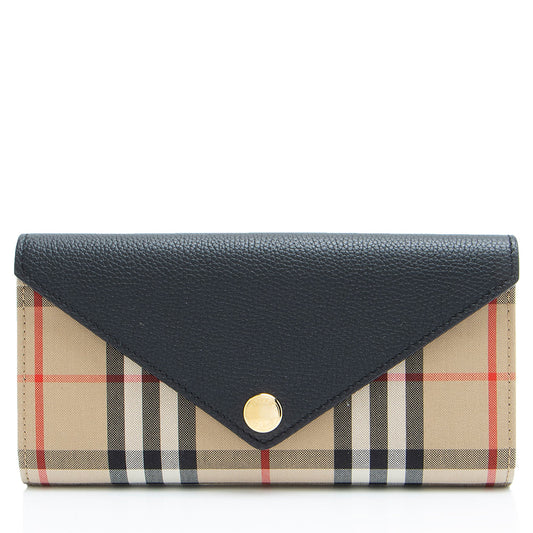 Burberry Check Calfskin Halton Continental Wallet