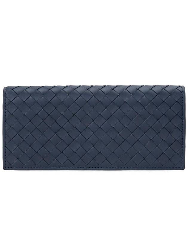Bottega Veneta Intrecciato Continental Long Wallet Navy
