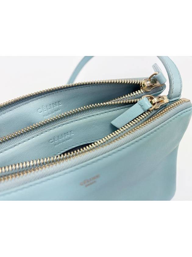 CELINE Baby blue mint trio bag 3 stage zipper cross 4VCEB21489