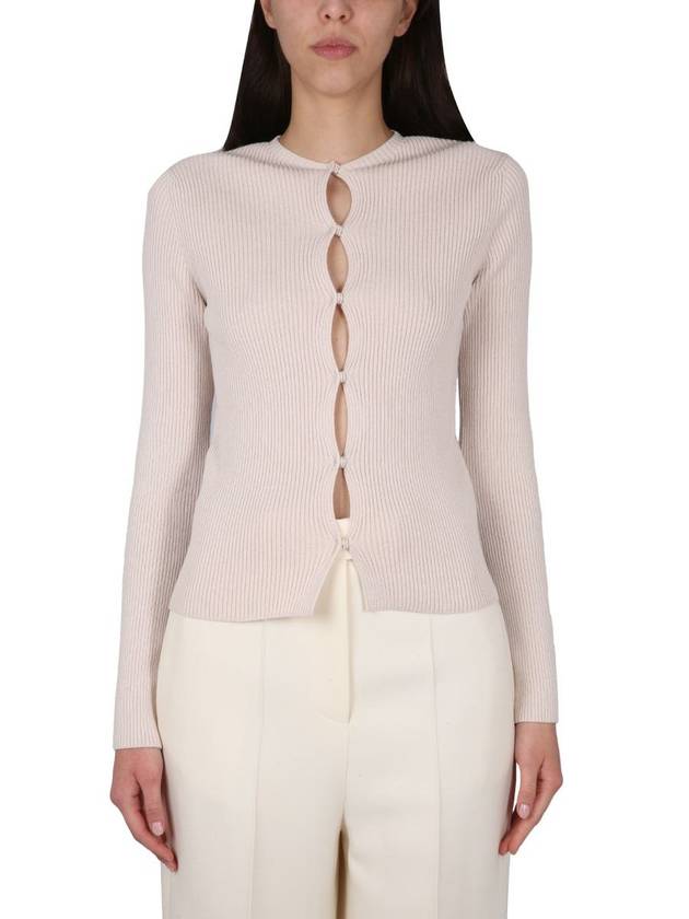 Fendi Cotton Blend Cardigan Beige