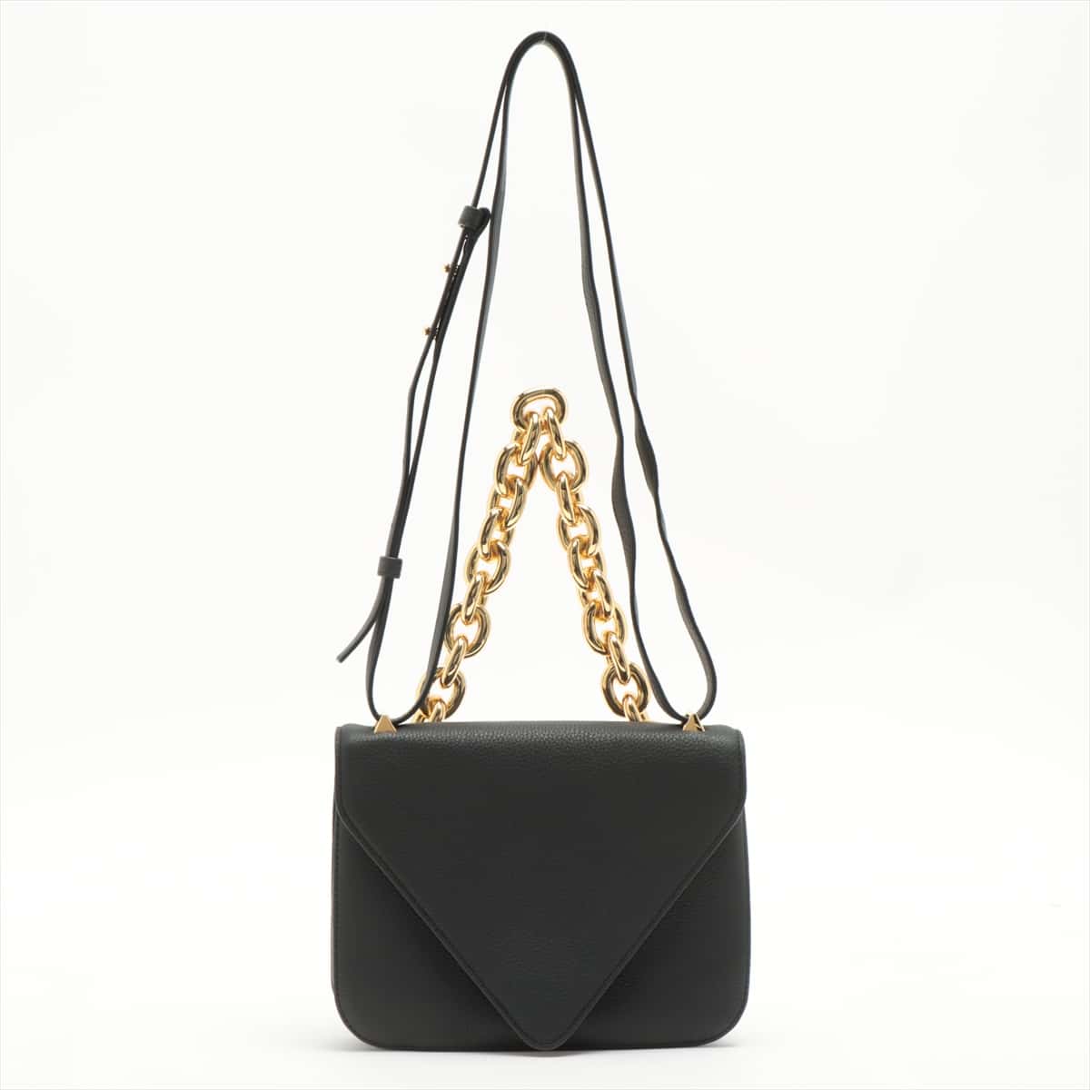 Bottega Veneta Mountain Leather Shoulder Bag Black