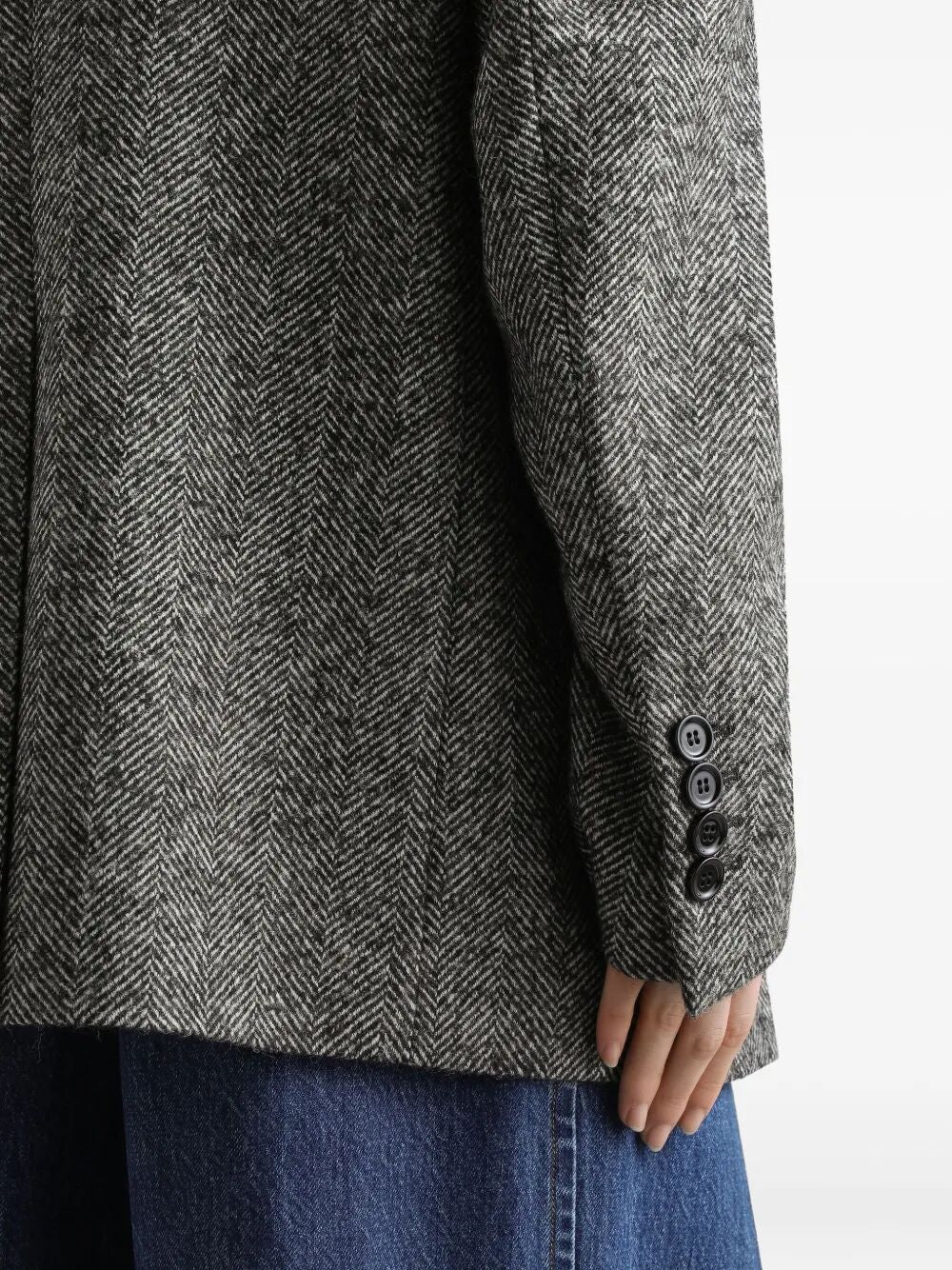 Dolce & Gabbana Women Double-Breasted Herringbone Jacket With Animal Print Lining