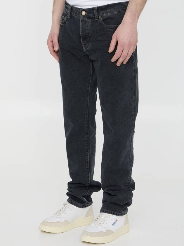 Saint Laurent Classic Slim Cut Cotton Straight Jeans Black
