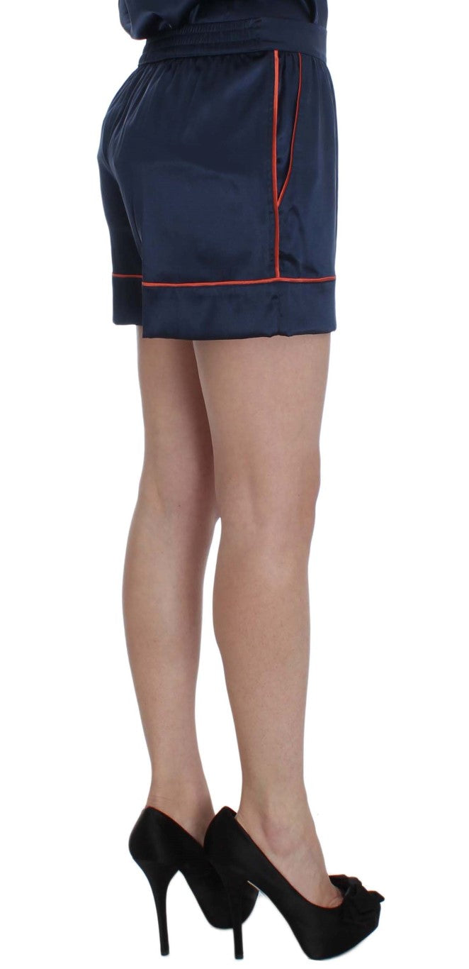 Dolce & Gabbana Blue Silk Stretch Sleepwear Women's Shorts