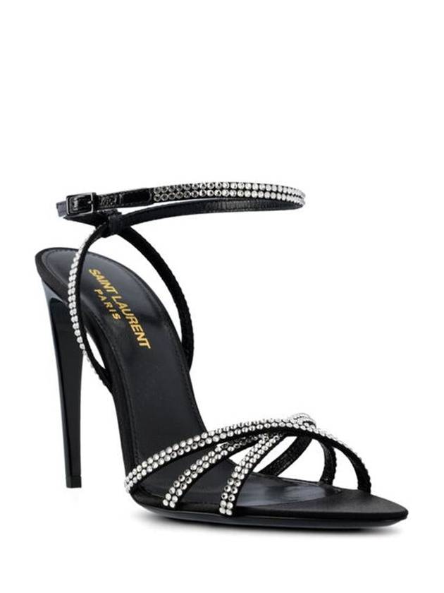 Saint Laurent BLACK SILK AVA SANDALS 7315581UUAC1067