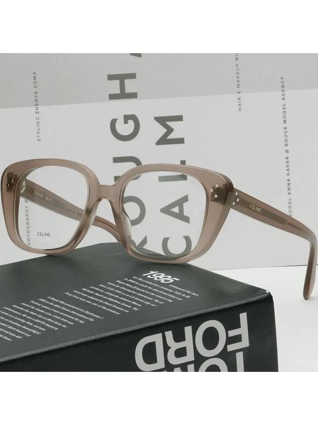 CELINE Eyewear Logo Square Eyeglasses Brown
