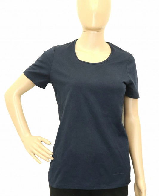 Burberry Cotton T-Shirt U-Neck Navy