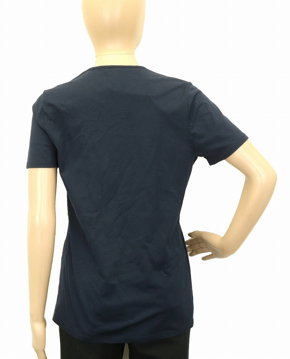 Burberry Cotton T-Shirt U-Neck Navy