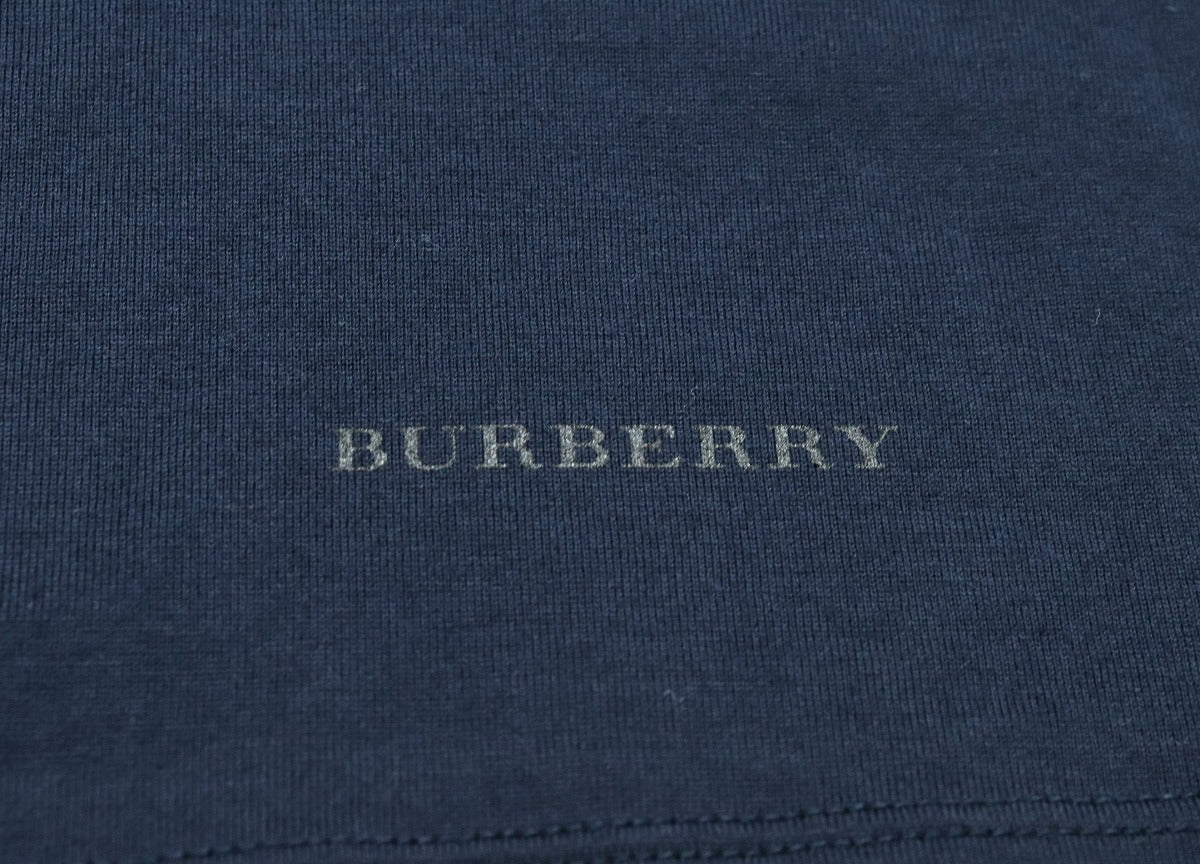 Burberry Cotton T-Shirt U-Neck Navy