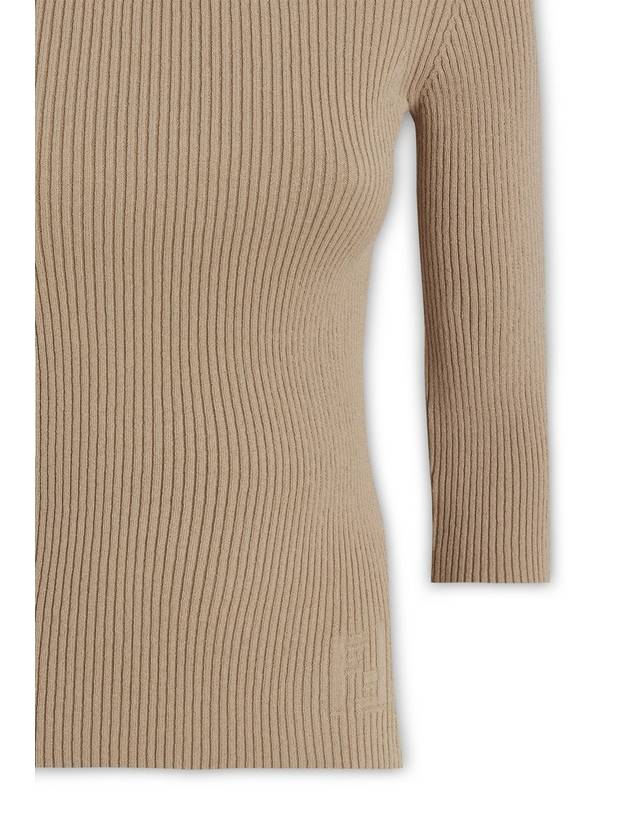 Fendi FF Cotton Rib Knit Top Beige
