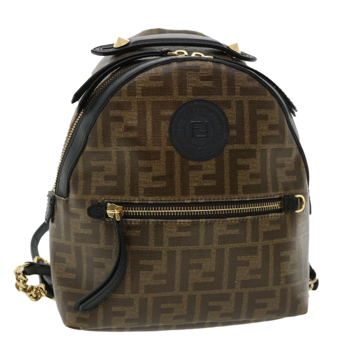 FENDI Zucca Canvas Backpack Coated Canvas Brown Black 8BZ038 32630A