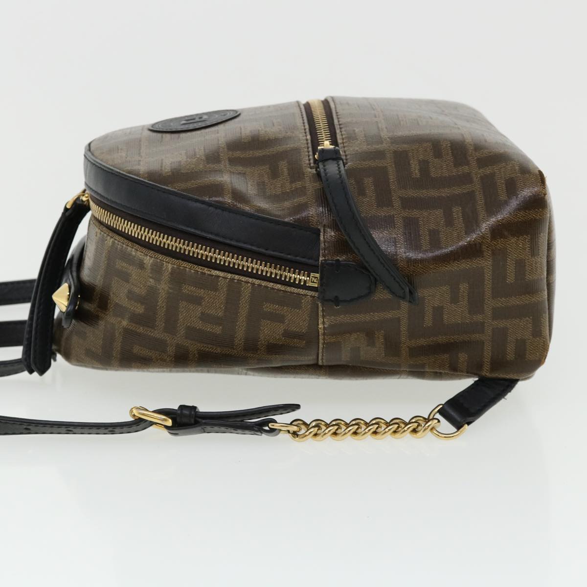 FENDI Zucca Canvas Backpack Coated Canvas Brown Black 8BZ038 32630A
