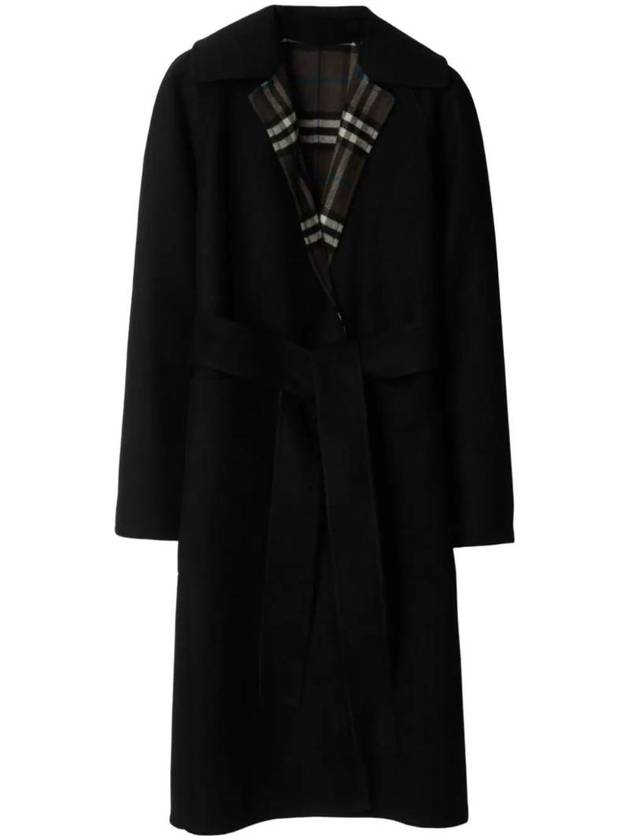 Burberry Check Reversible Tunbridge Wrap Wool Single Coat Black