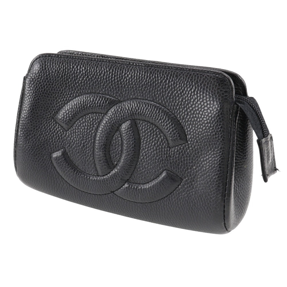 Chanel A01436 Caviar S French Black Cosmetic Pouch