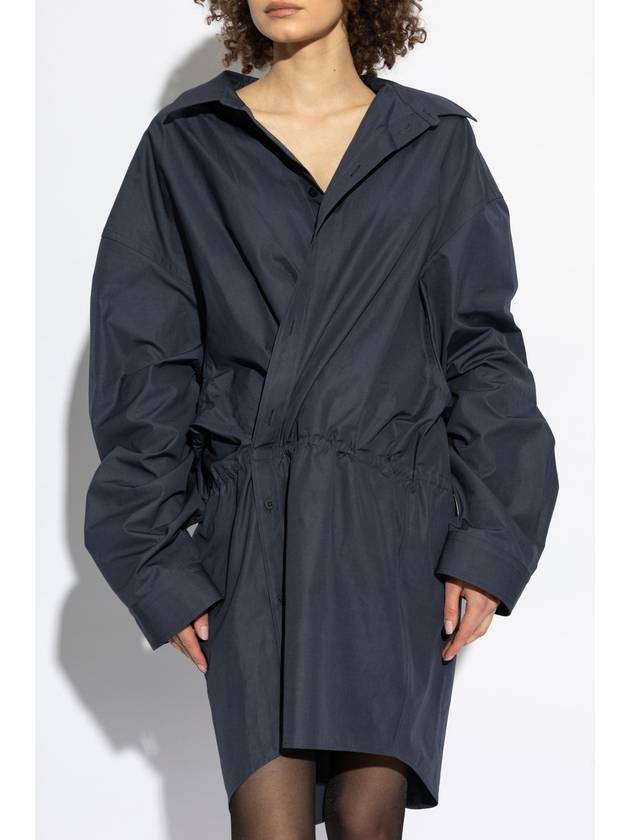 Balenciaga Balenciaga Cotton Dress With Draping, Women's, Navy Blue