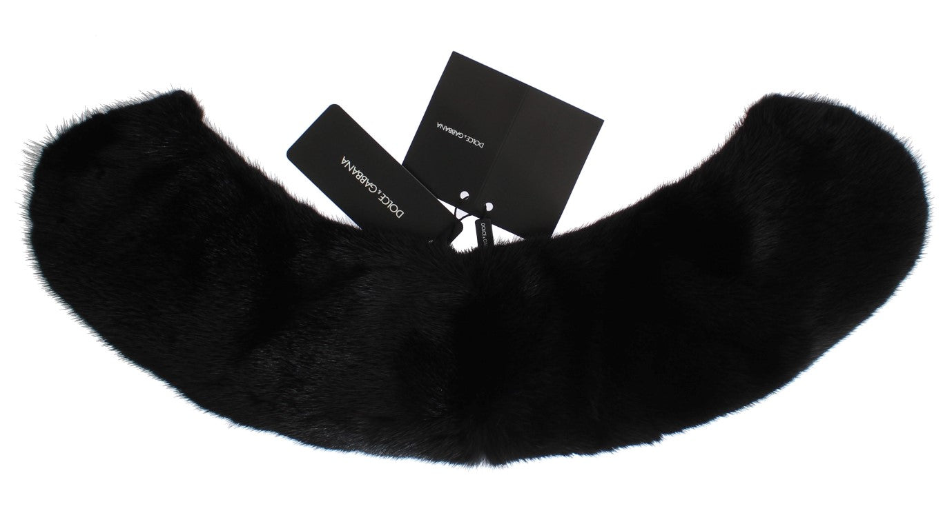 Dolce & Gabbana Black Mink Fur Shoulder Collar Women's Scarf