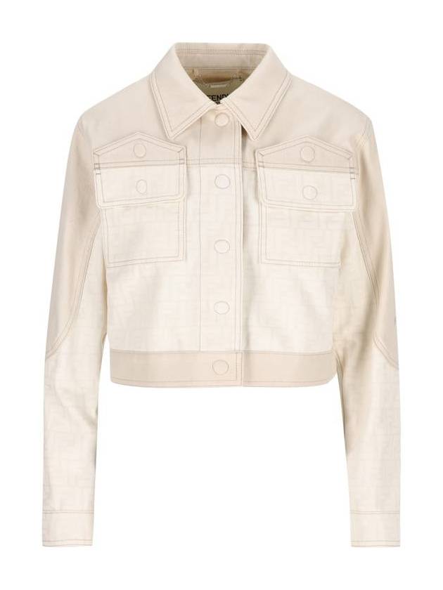 Fendi FF Blouson Jean Denim Jacket White