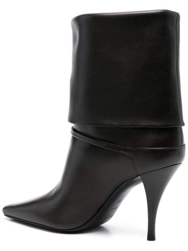 Saint Laurent Niki Leather Ankle Boots Eagle Brown