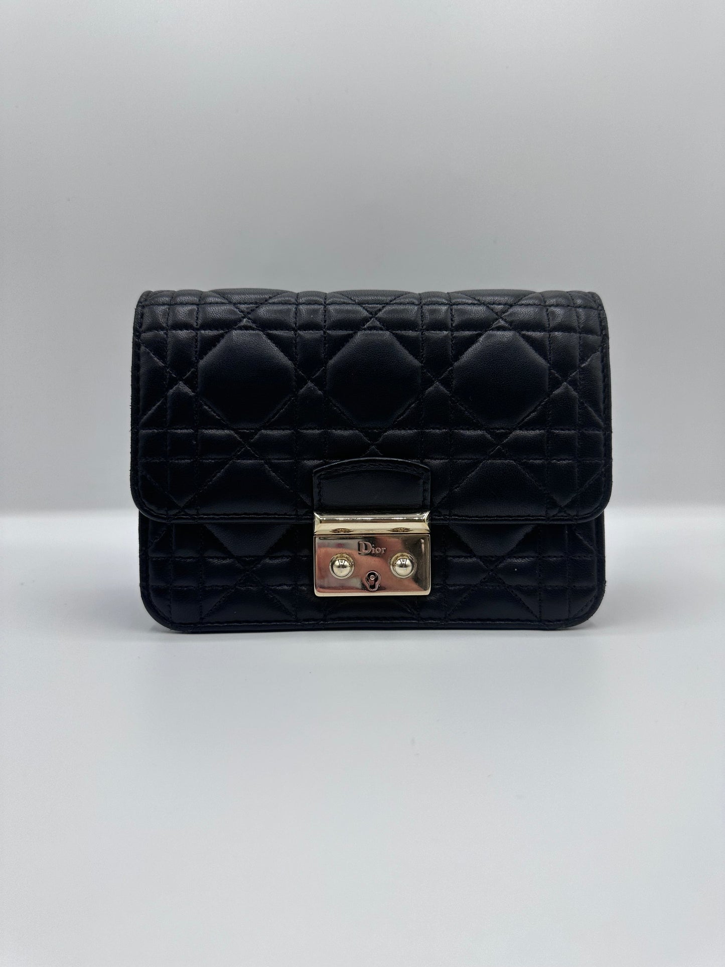 Miss dior black lambskin cannage side bag