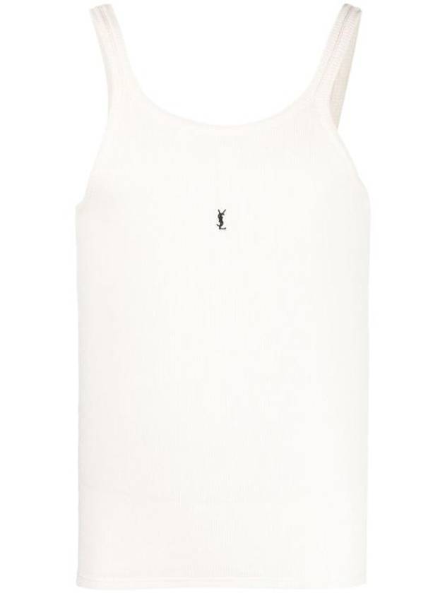 Saint Laurent Embroidered Logo Sleeveless White