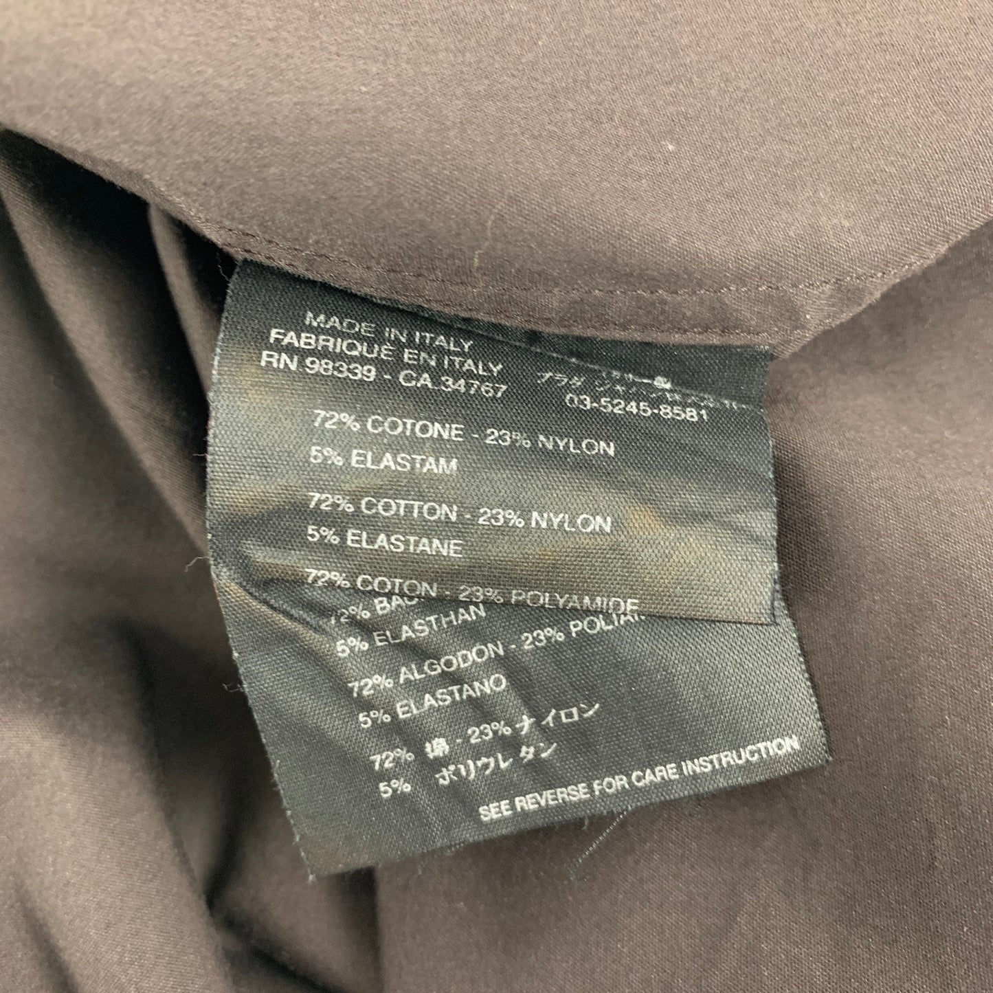 PRADA Size 38 Brown Navy Color Block Cotton Blend Button Down Long Sleeve Shirt