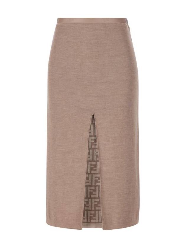 Fendi Midi Wool H-Line Skirt Grey