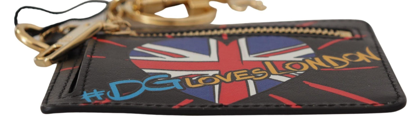 Dolce & Gabbana Black Leather #DGLovesLondon Keyring Cardholder Coin Women's Case