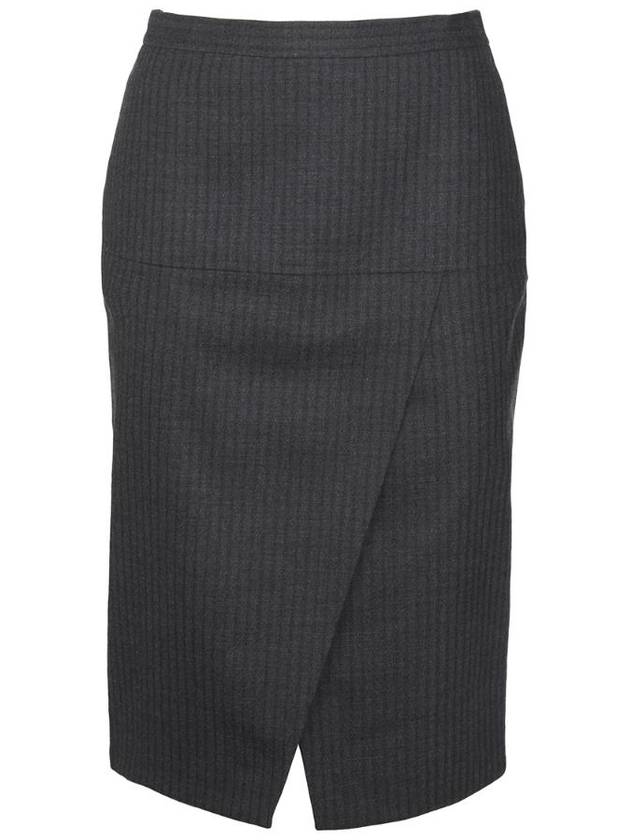 Fendi Pinstripe Wool Pencil Skirt Grey