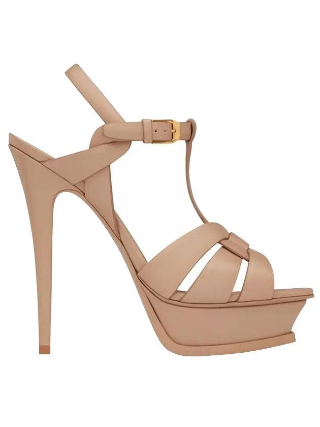 Saint Laurent Tribute Sandals Heel Beige