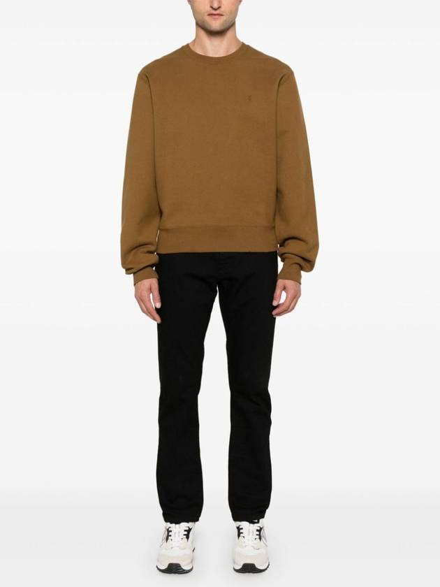 Saint Laurent Embroidered logo knit top brown