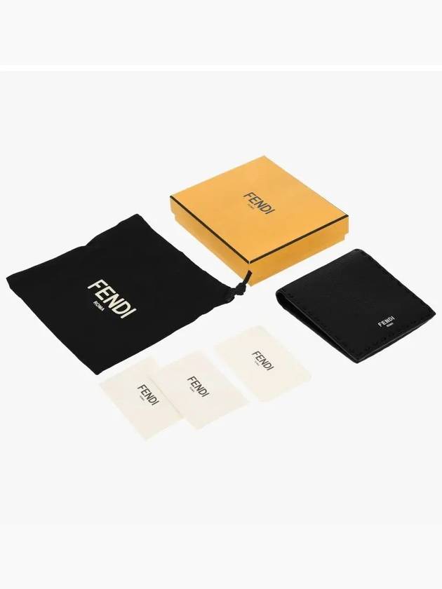 Fendi Selleria Leather Half Wallet Black