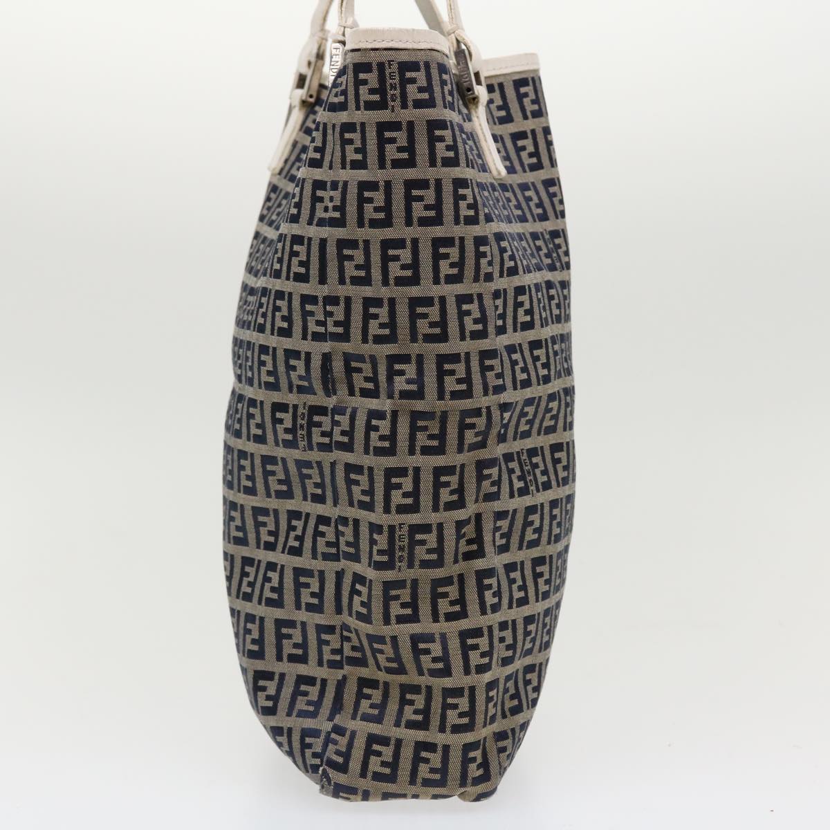 FENDI Zucchino Canvas Hand Bag Navy 2384-8BH006-028 Auth 36667