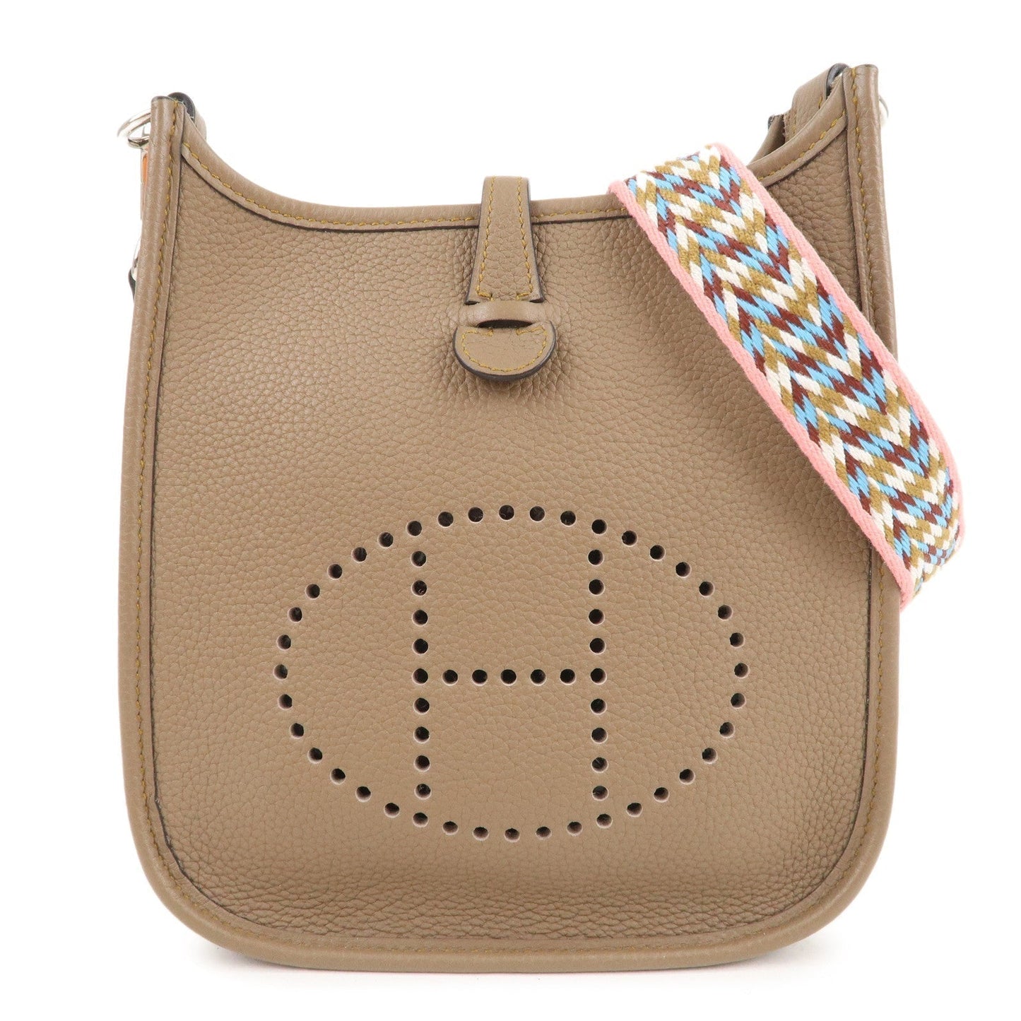 HERMES Taurillon Clemence Evelyne TPM Shoulder Bag Etoupe Brown