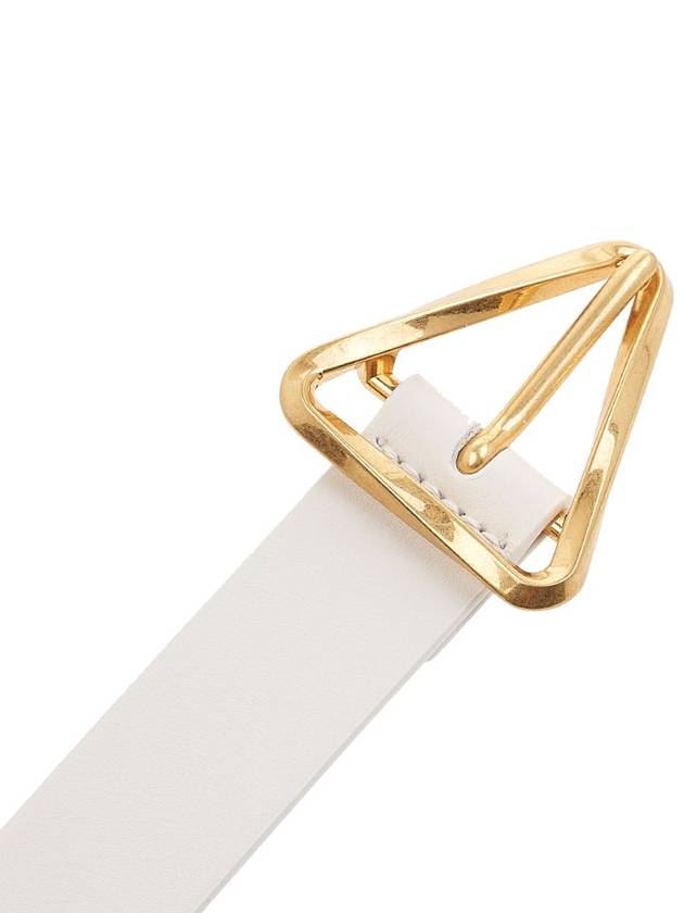 Bottega Veneta Grasp Triangle Buckle Leather Belt White