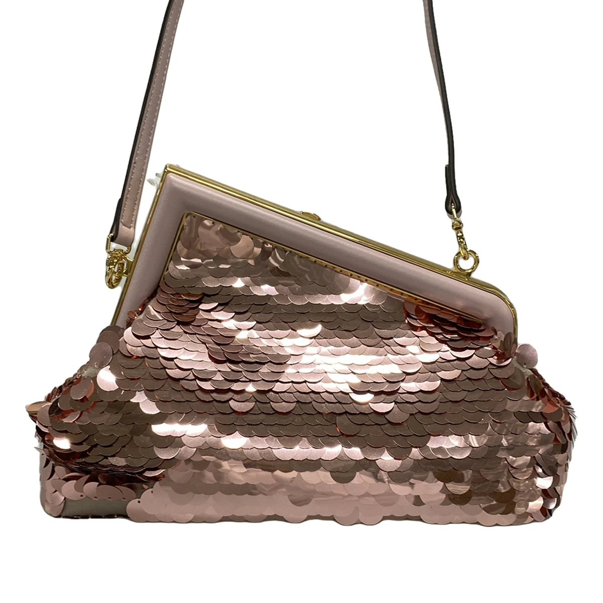 FENDI - First Pink Sequins Leather Shoulder Bag
