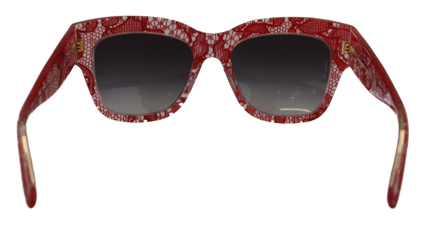 Dolce & Gabbana Red Lace Acetate Rectangle Shades Women's DG4231Sunglasses