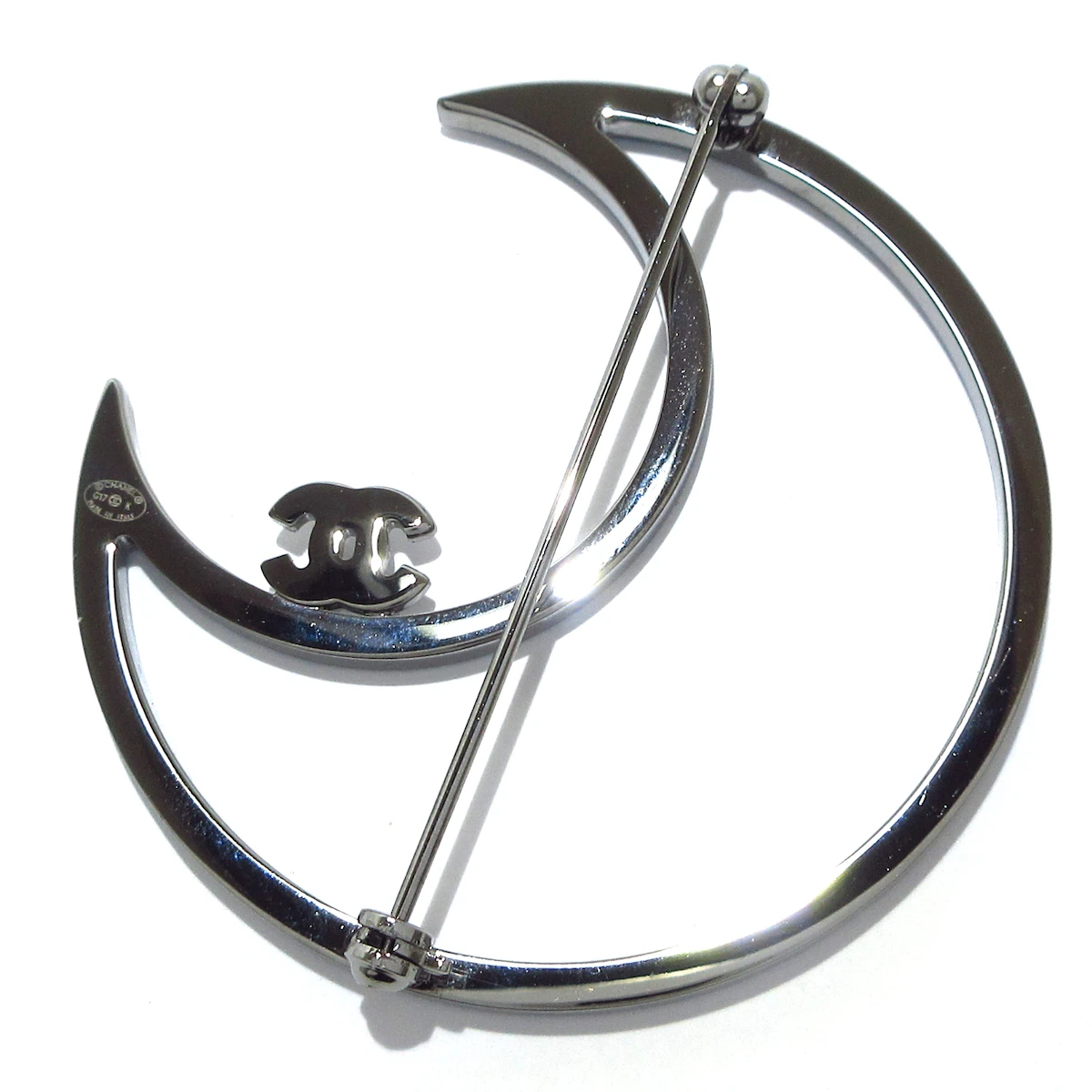 CHANEL - Coco Brooch Silver Light Blue Clear Hardware Rhinestones