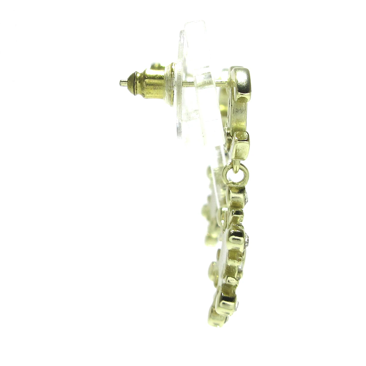 CHANEL - Coco Earrings Gold Clear Hardware Rhinestones