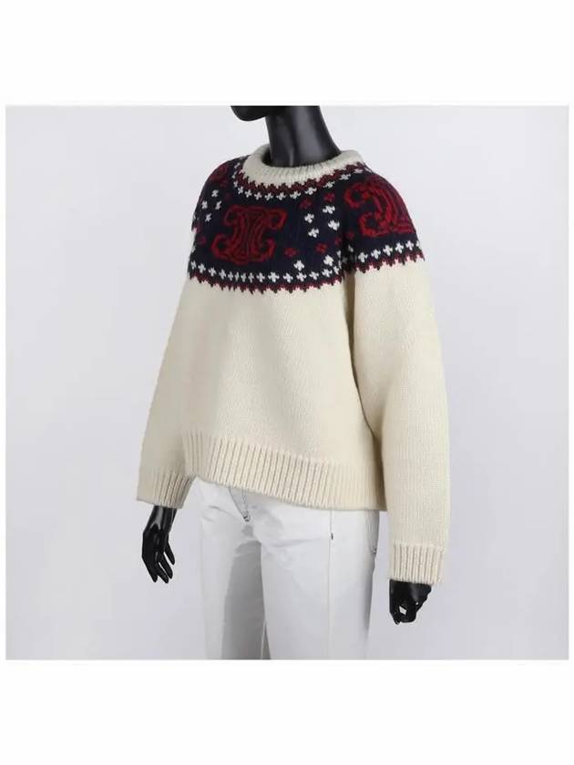 CELINE Triomphe Jacquard Knit Top Ivory
