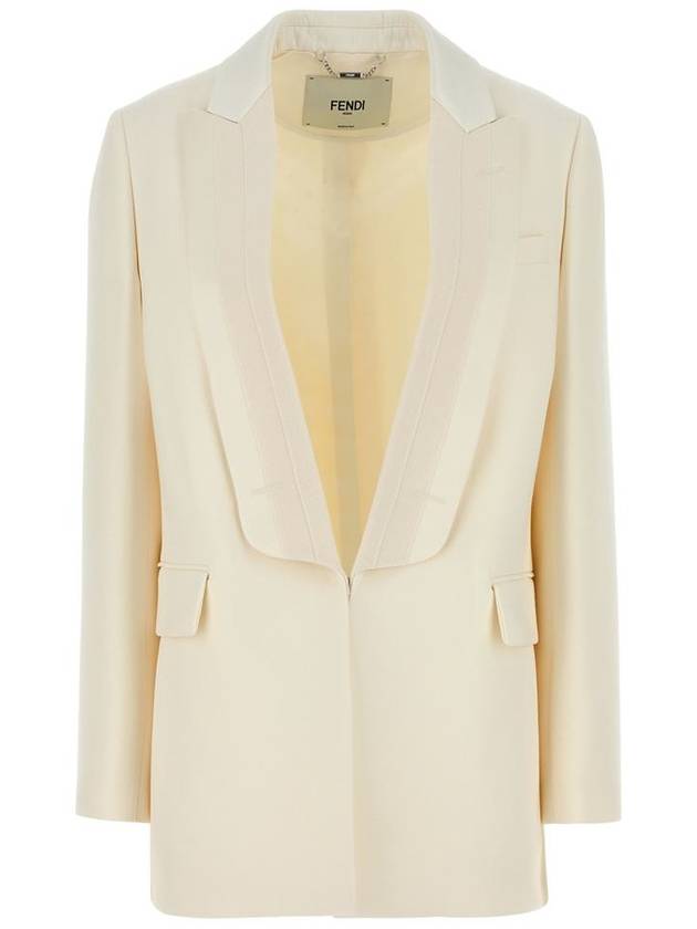 Fendi Wool Silk Blazer Jacket White