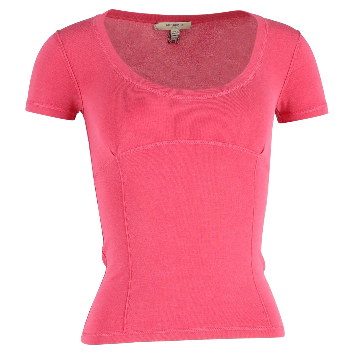 Burberry Bodycon Short Sleeve T-Shirt in Pink Cotton