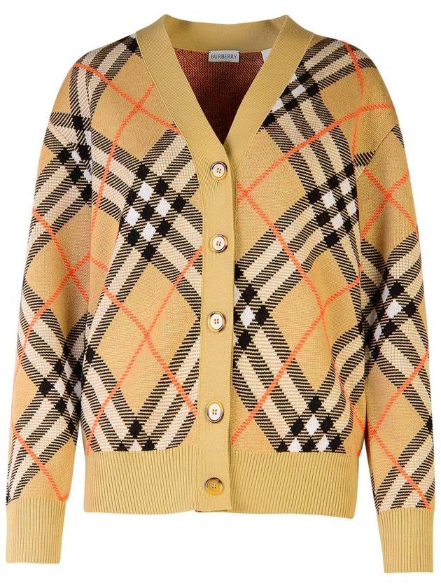 Burberry Check Wool Blend Cardigan Beige